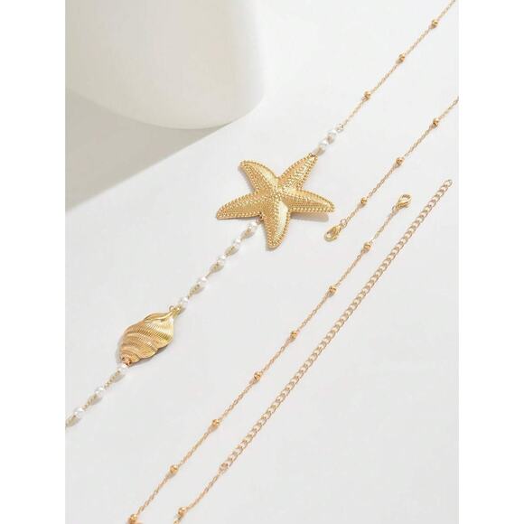Mermaid, Beach, Starfish, Gold tone Versatile Body Chain [One Size] - Picture 4 of 4